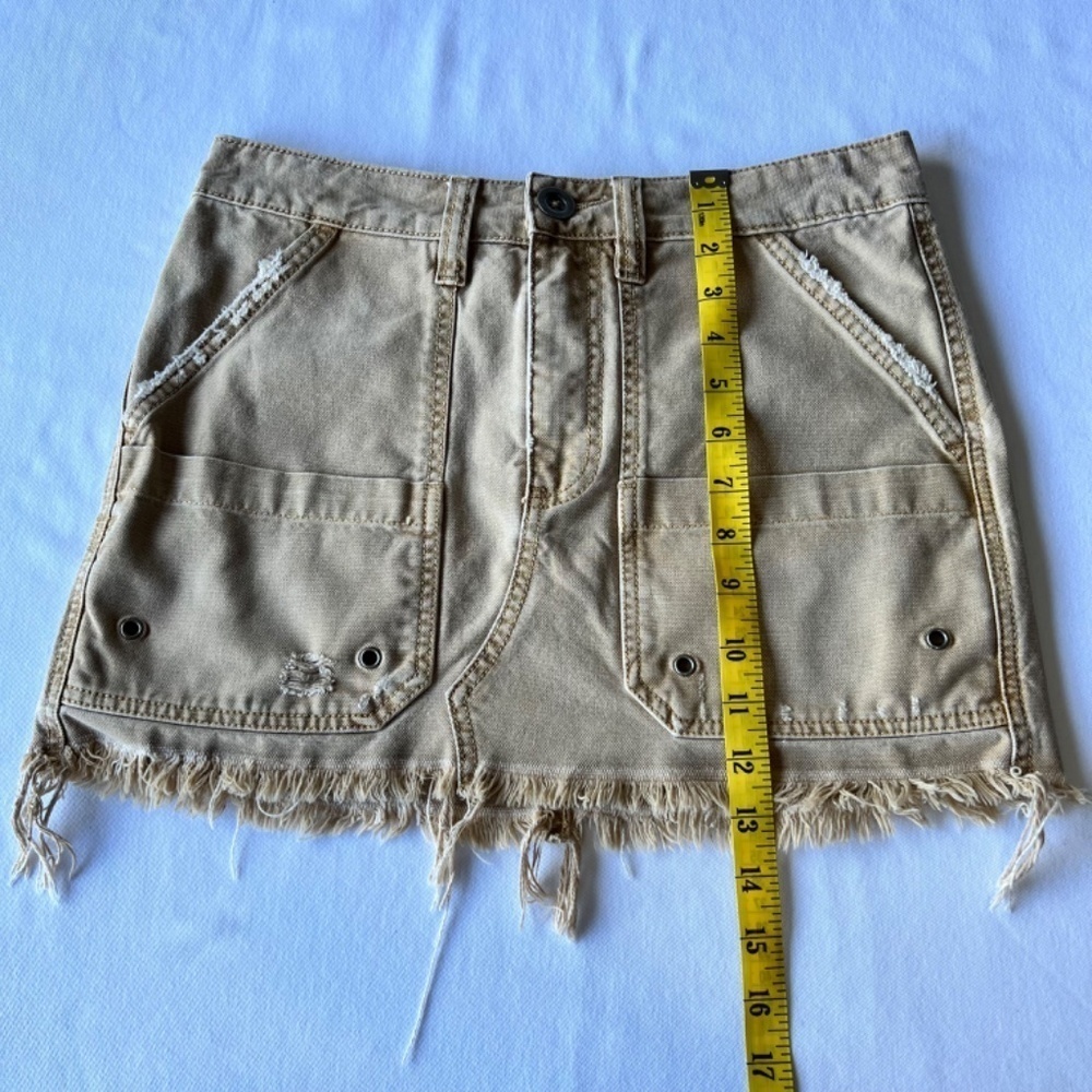 *FIRM PRICE* Free People cotton canvas distressed cargo utility style mini skirt - Picture 6 of 8